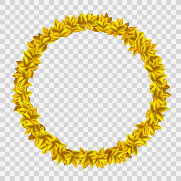 金色的花环和黄色的叶子。向量模板。图片下载
