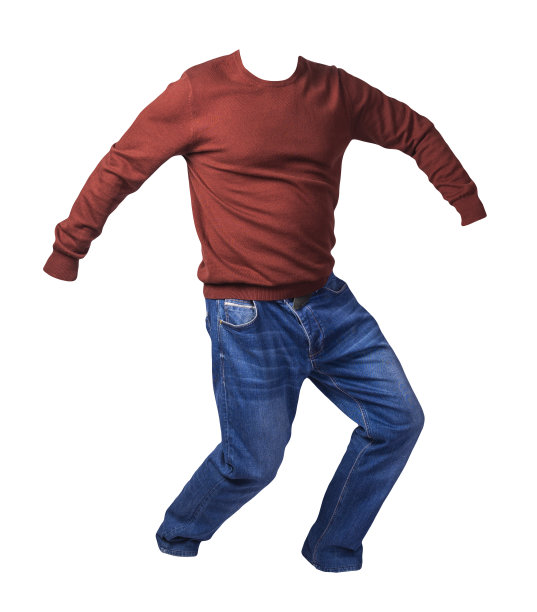 男毛衣和牛仔裤孤立在白色背景。休闲装图片下载