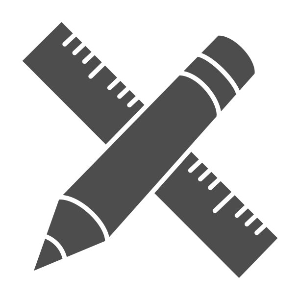 铅笔和尺固体图标文具概念图片下载