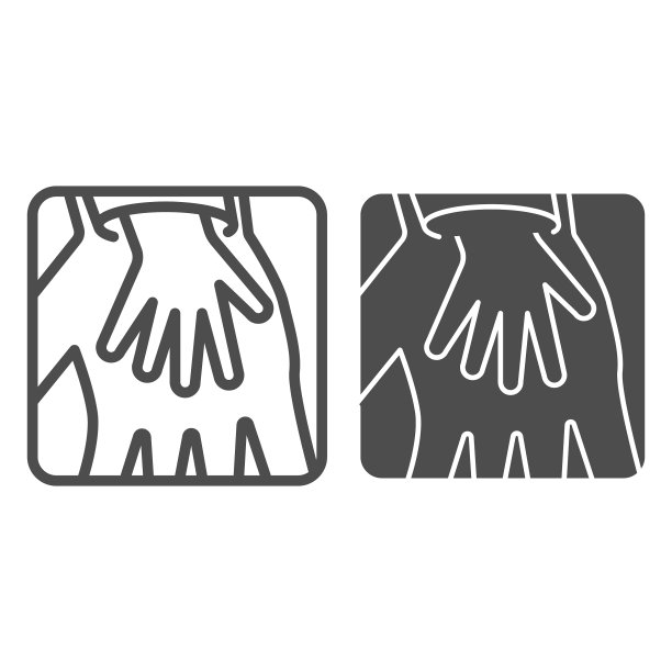 孩子掌心在大人手上的线条和立体图标图片下载