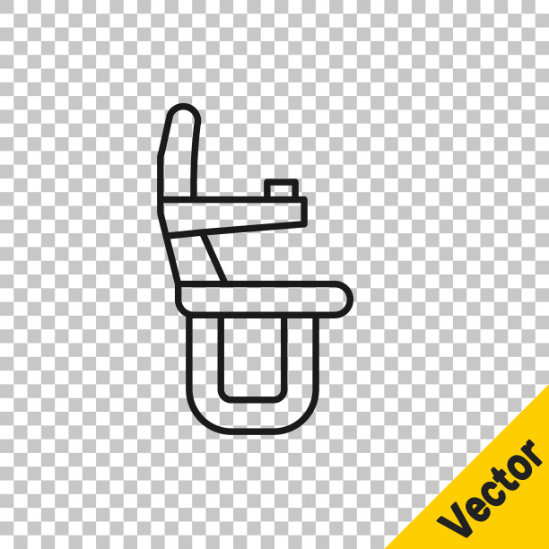 黑线飞机座位图标隔离在透明的背景。向量图片下载