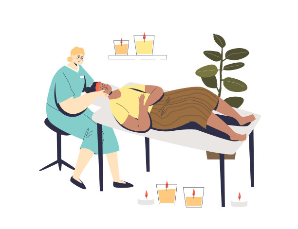 女性在脸部皮肤护理美容spa访问与专业美容师做程序图片下载