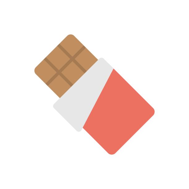 打开巧克力棒图标在平面设计风格。图片下载