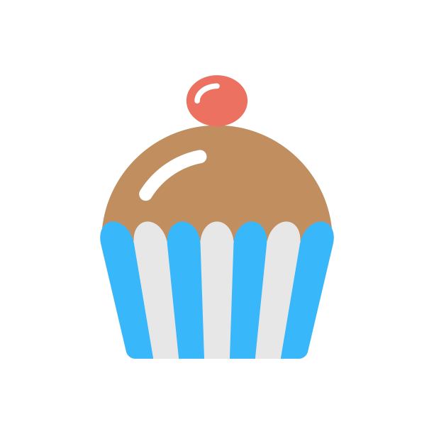 平面设计风格的纸杯蛋糕图标。蛋糕、糕点招牌。图片下载