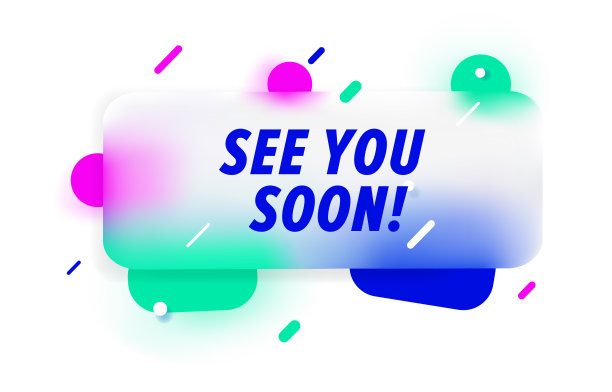 不久在设计横幅中见到你。矢量模板web，打印，演示。简单的横幅与最小的短语。时髦的平面几何印花。创意矢量股票装饰。图片下载