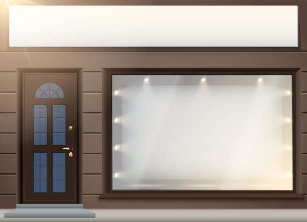 带有招牌和门面的商店立面图片下载