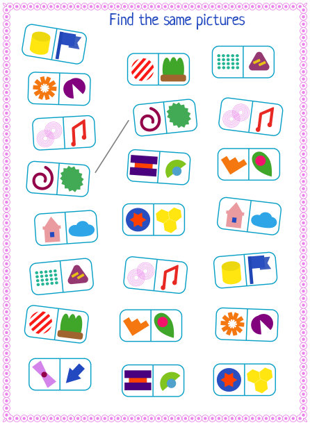 儿童逻辑游戏。找到并连接相同的形状图片下载