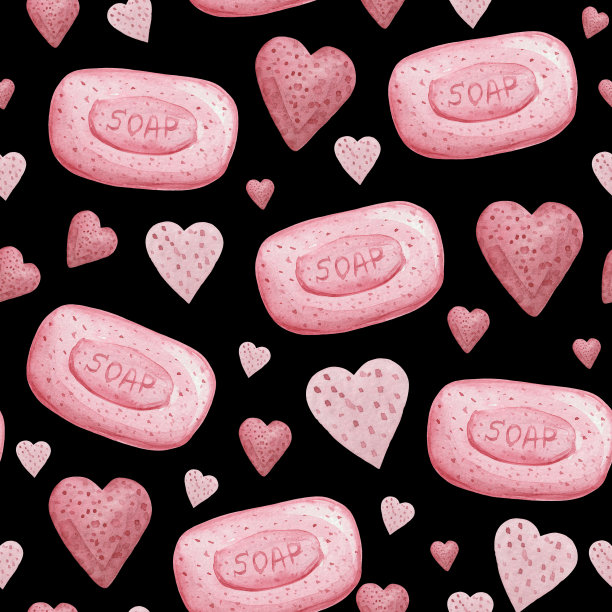 水彩无缝图案上的主题是清洁卫生。图片下载