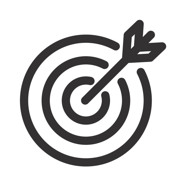 目标图标位于目标中间的箭头。业务目标的概念。图片下载