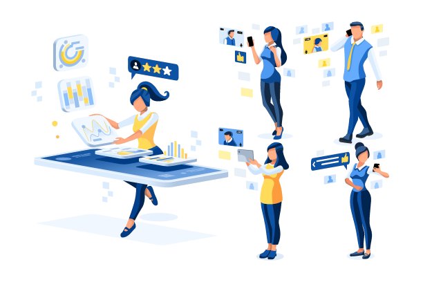 喜欢的照片应用程序，字符在视频聊天。男性用智能手机和女性聊天。社交男孩和女性在智能手机上聊天。手机上喜欢的视频或照片。卡通平面向量图片下载