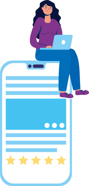 年轻女子坐在智能手机上使用笔记本电脑图片下载