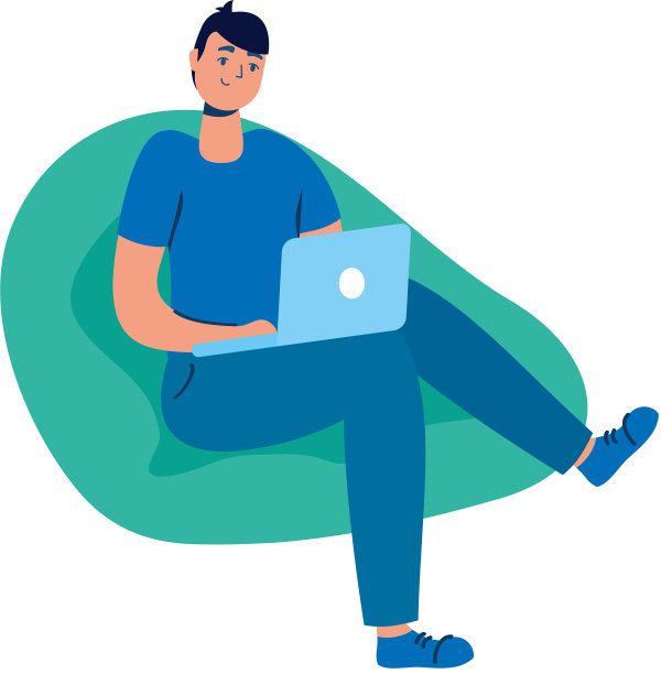 年轻人坐在沙发上使用笔记本电脑图片下载