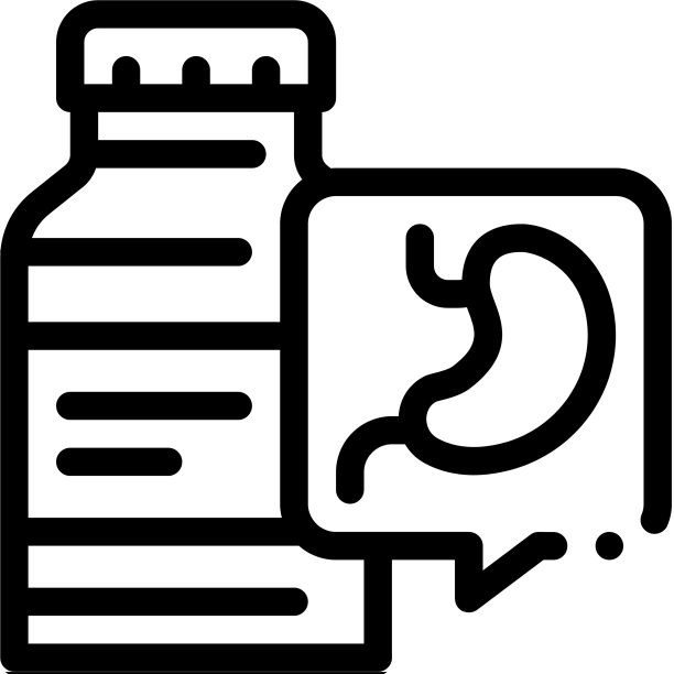 胃部轮廓图标的医药瓶图片下载