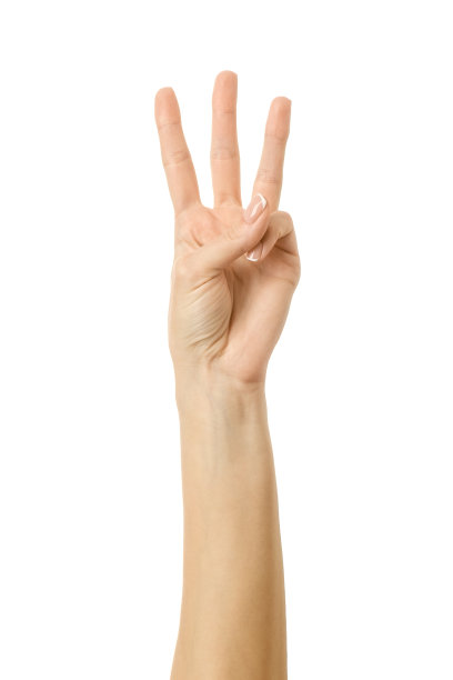 女人的手与法国美甲手势孤立在白色背景。系列的一部分图片下载