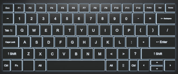 电脑键盘背光。特写镜头。从上面看。图片下载