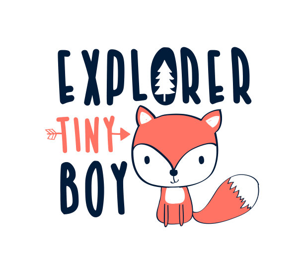 可爱的狐狸印花设计与口号图片下载