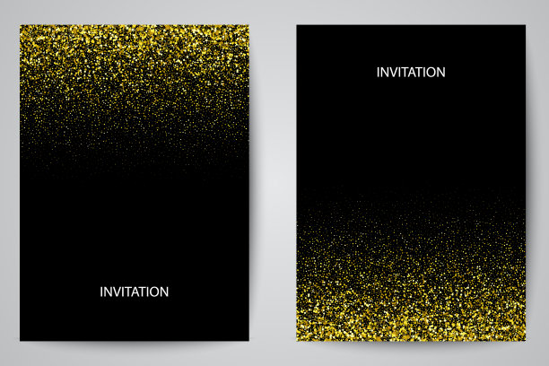 金色在黑色背景的横幅上闪闪发光图片下载