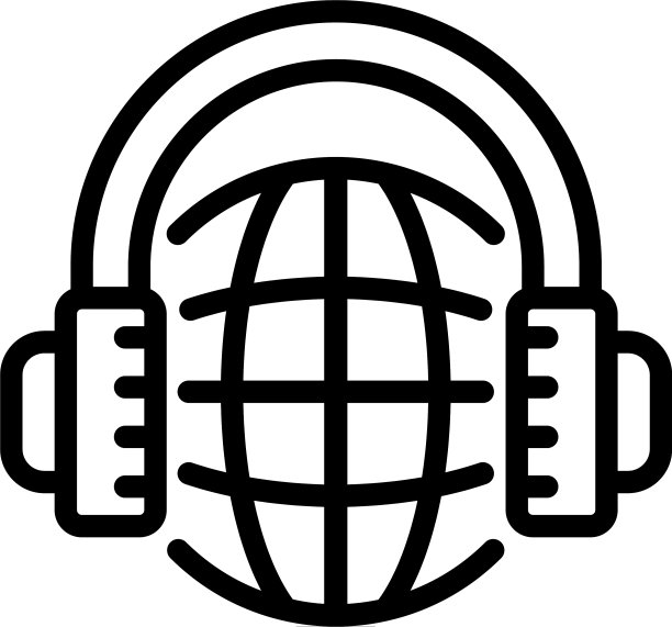 耳机全球语言图标轮廓风格图片下载