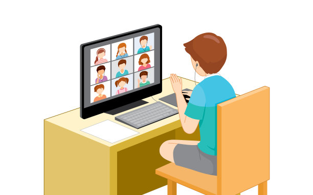 孩子们用台式电脑在线学习图片下载