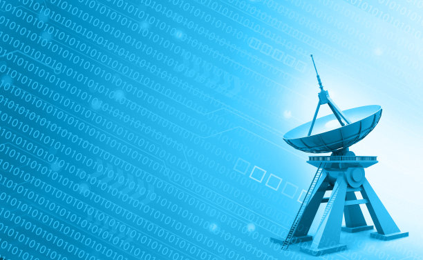 双星背景下的卫星天线图片下载