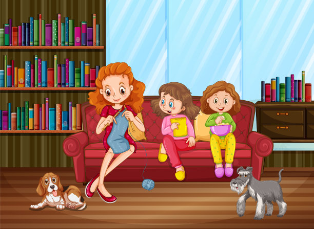 活动在家庭卡通人物中图片下载