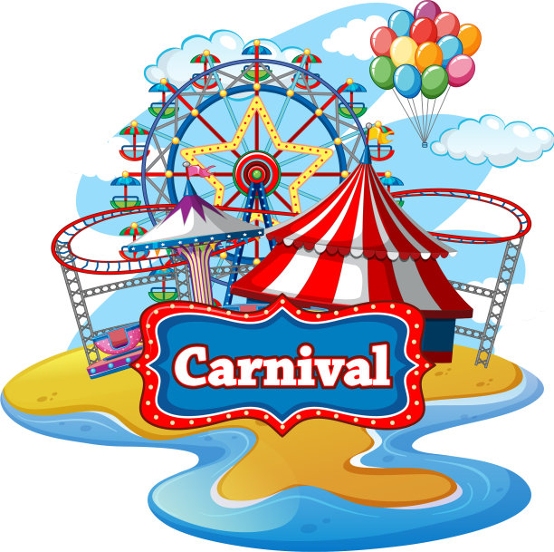 在白色的嘉年华上有许多骑马的场景图片下载