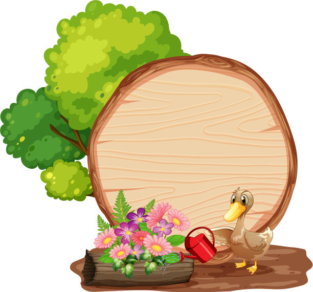 标志模板与动物在花园的背景图片下载