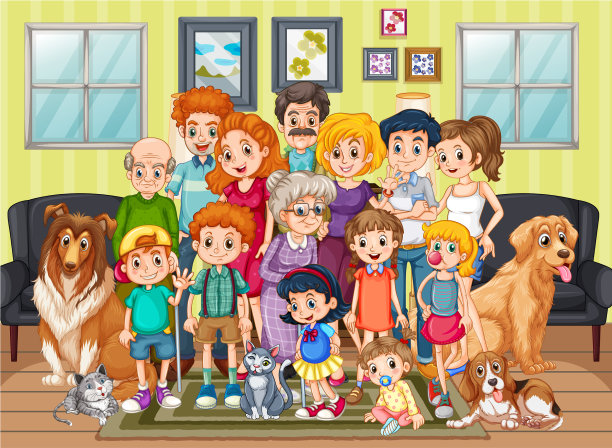 人们呆在家里和家人在一起的场景图片下载