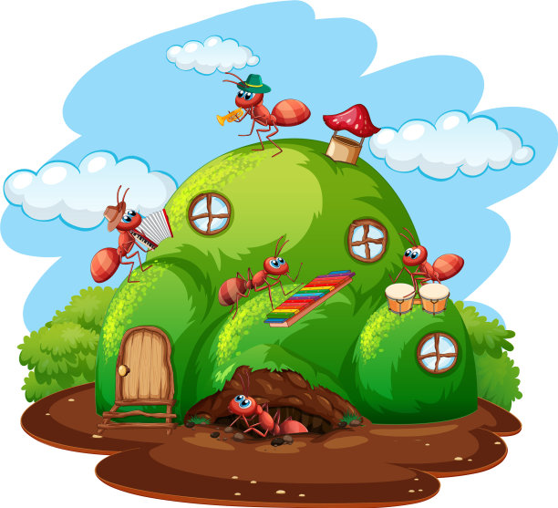 花园里有植物和昆虫的场景图片下载