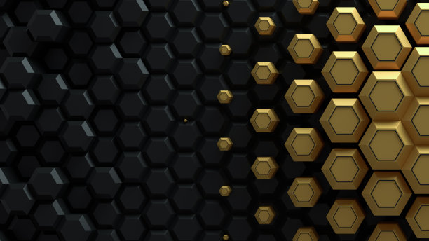 抽象明亮的创作背景。现代干净简约的设计。六角形几何结构，蜂窝表面，俯视图。细胞模式的元素。三维渲染图片下载