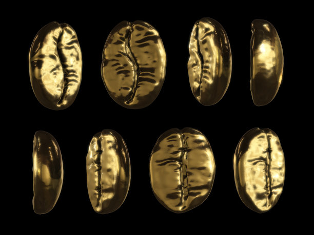 一套金色阿拉比卡和罗布斯塔咖啡豆。图片下载
