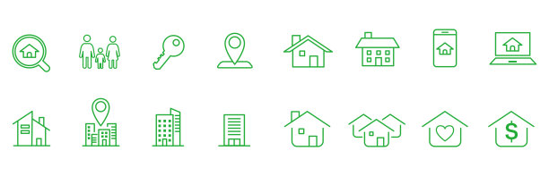 不动产图标集合向量图片下载