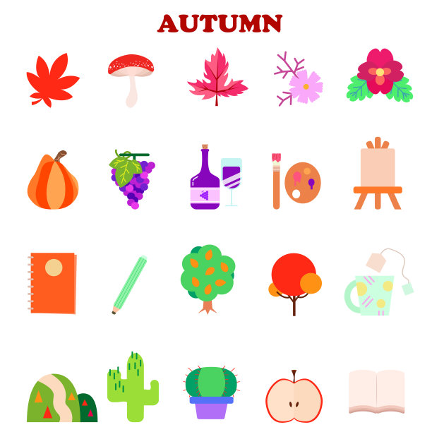 秋季图标插图材料集图片下载
