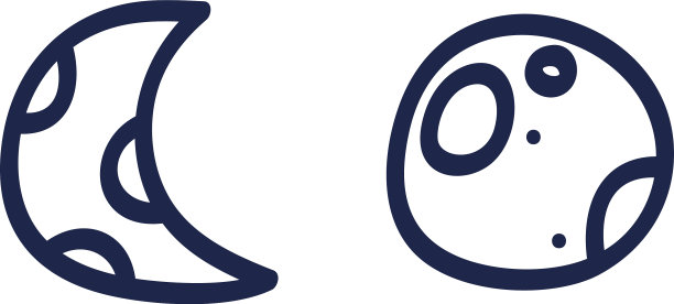 涂鸦手绘月亮符号设置剪影图片下载