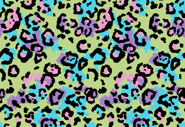 无缝豹皮图案。时尚野生豹纹背景。现代豹纹动物织物印花设计。时尚矢量彩色插图图片下载