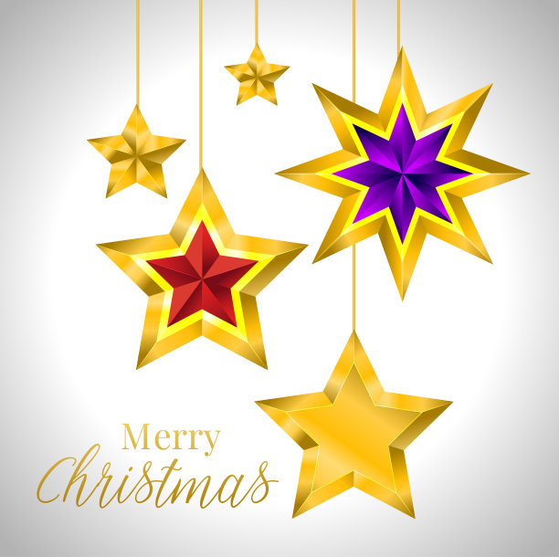 设置不同类型和形式的金色星星。圣诞新年插图图片下载