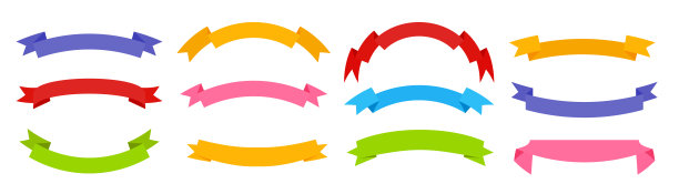 平彩色缎带集横幅胶带销售矢量图片下载