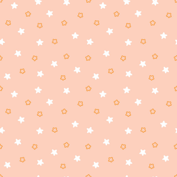 可爱的现代儿童和婴儿女孩橙色和白色密集固体和轮廓星星图案在粉红色的背景图片下载