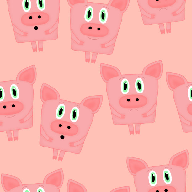 无缝模式与猪在粉红色的背景图片下载