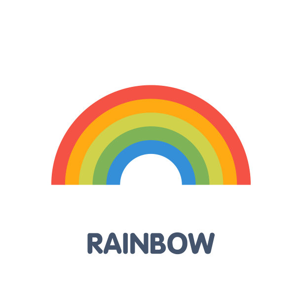 彩虹平面图标设计风格的白色背景图片下载