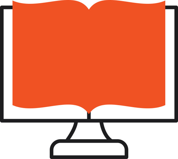 在线学习概念电脑与书籍图标图片下载