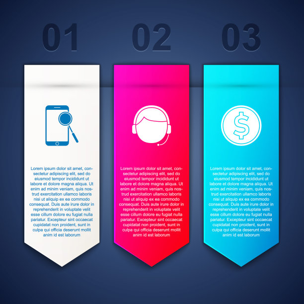 设手机诊断仪，戴耳机Man and Coin money dollar。业务信息模板。向量图片下载