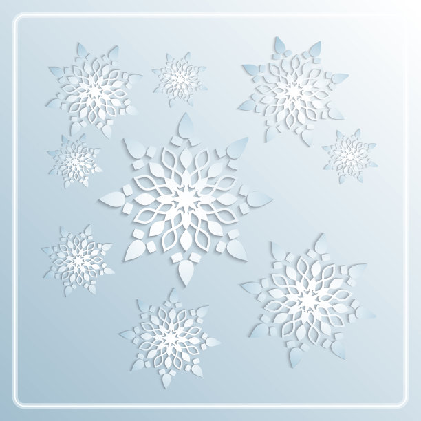 矢量开放式封面为书，杂志或贺卡新年，圣诞节或其他节日在冬季风格剪纸抽象雪花图片下载