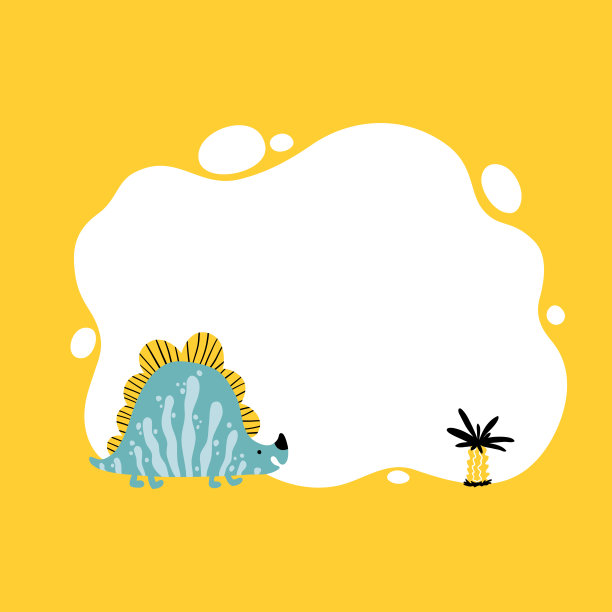 恐龙。矢量插图的恐龙在一个简单的卡通手绘风格的印迹框架。模板为您的文本或照片。理想的卡片，邀请，派对，幼儿园，学前班和儿童房图片下载
