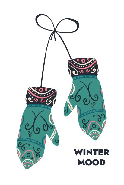 现代针织冬季手套设置在软复古的颜色。图片下载