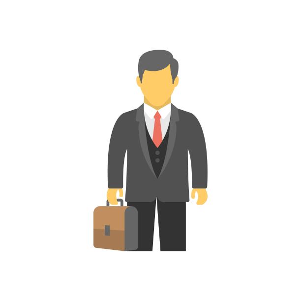 商人西装与公文包图标插图。平面图标的网页和移动设计元素。图片下载