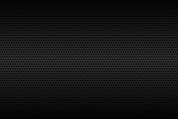 黑色几何穿孔方形背景。抽象黑色金属背景。碳结构。简单的矢量图图片下载