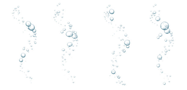 蓝色碳酸泡沫。闪闪发光的水下小溪在水，海洋，水族馆。起泡的汽水和起泡的饮料抽象的新鲜苏打气泡。矢量图图片下载