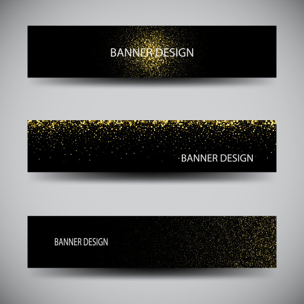 水平的黑色和金色横幅表示问候图片下载