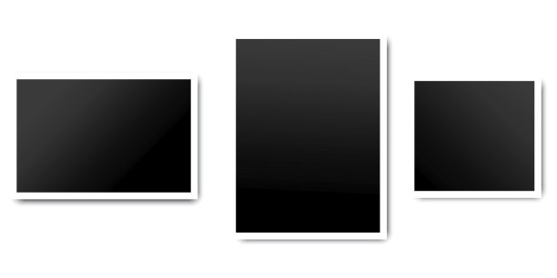 三个相框。空白射击的拼贴画。相册中的照片。矢量图像。股票的照片。图片下载